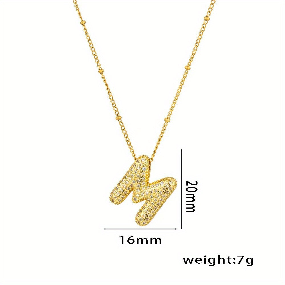 Bubble Letter Charm Necklace Alphabet