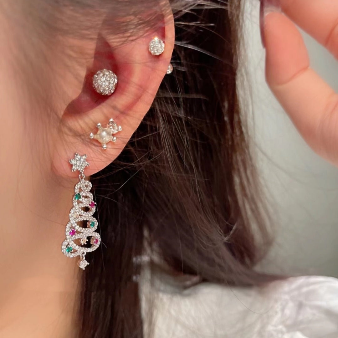New Full Inlaid Colorful Zircon Christmas Tree Tassel Earrings Women's Fashion Personality Earrings Party Jewelry Christmas Gift - Infinity Beautiful Boutique