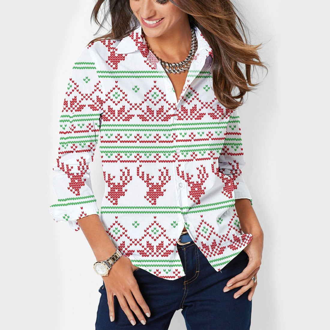 Infinity Beautiful Button-Up Shirt – Lapel Collar & Long Sleeves - Infinity Beautiful Boutique