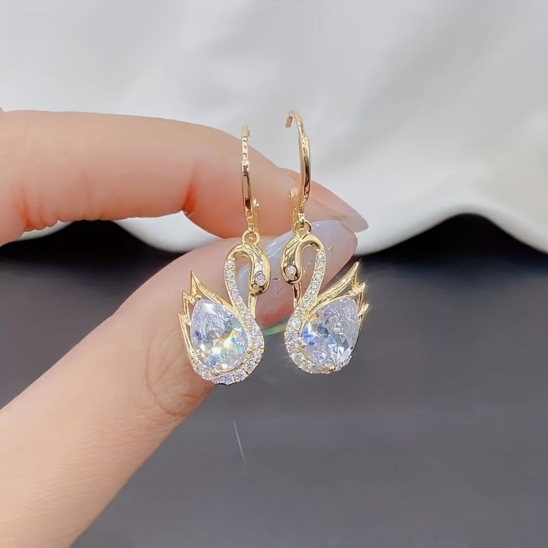 Elegant Vintage Swan Rhinestone Earrings