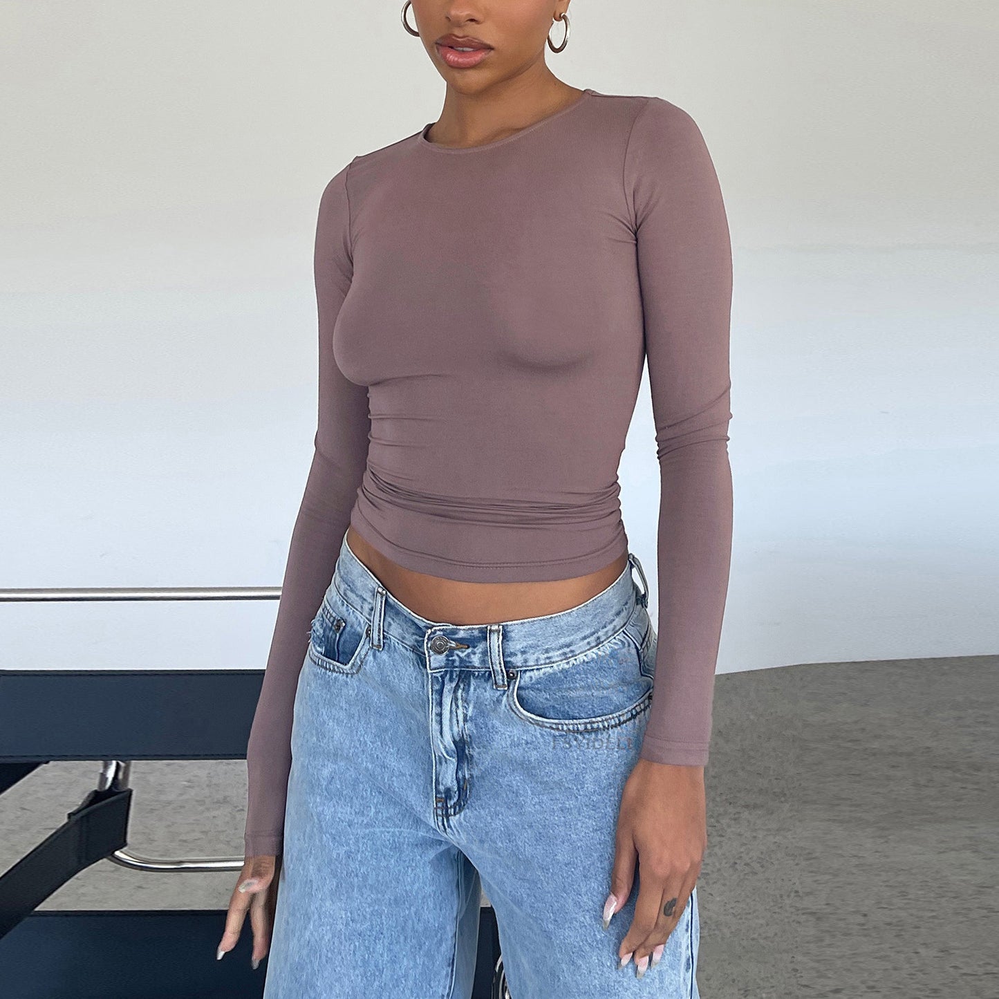Infinity Beautiful Slim Fit Pullover – Solid Color Long-Sleeve Casual Top for Women - Infinity Beautiful Boutique