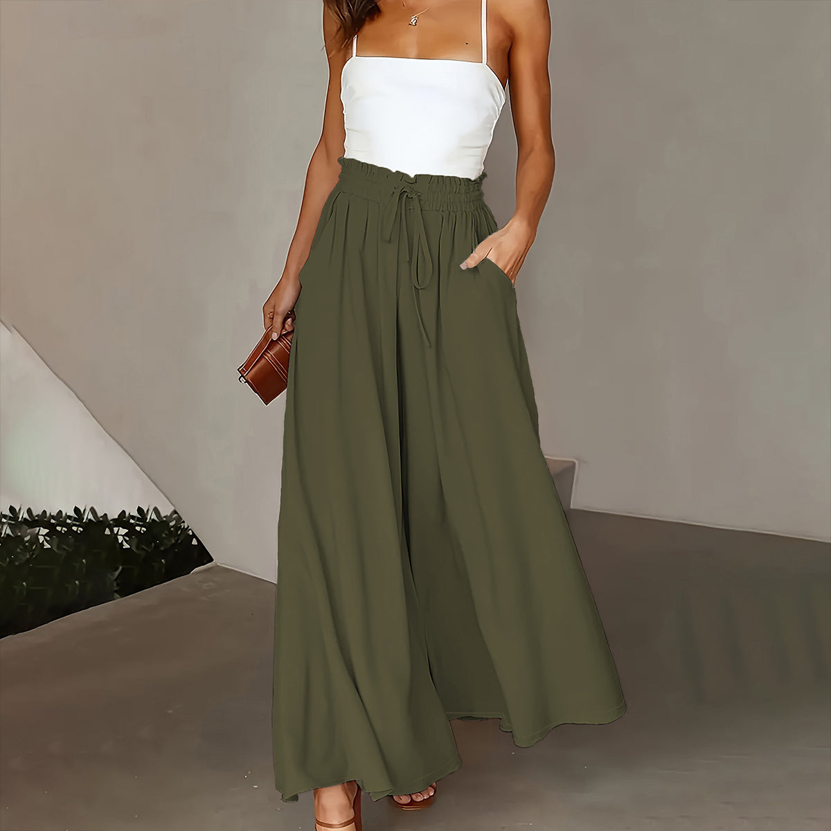 Infinity Beautiful Plus Wide-Leg Pants – Paperbag Waist with Tie Front & Pockets for Effortless Spring/Summer Style - Infinity Beautiful Boutique