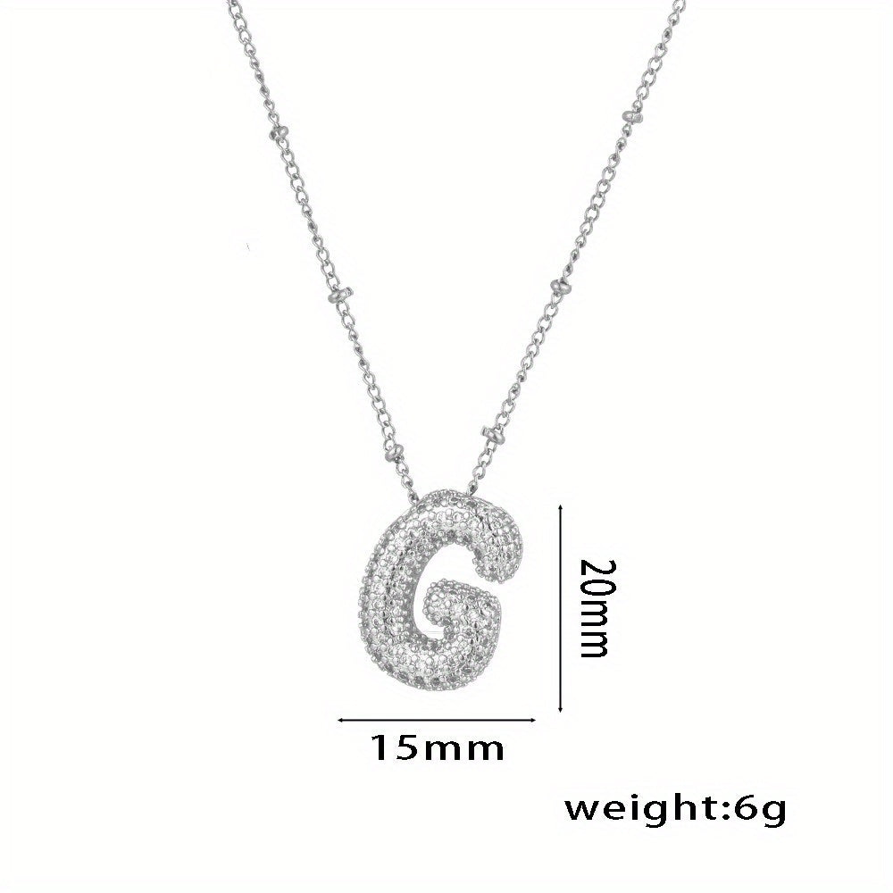 Bubble Letter Charm Necklace Alphabet