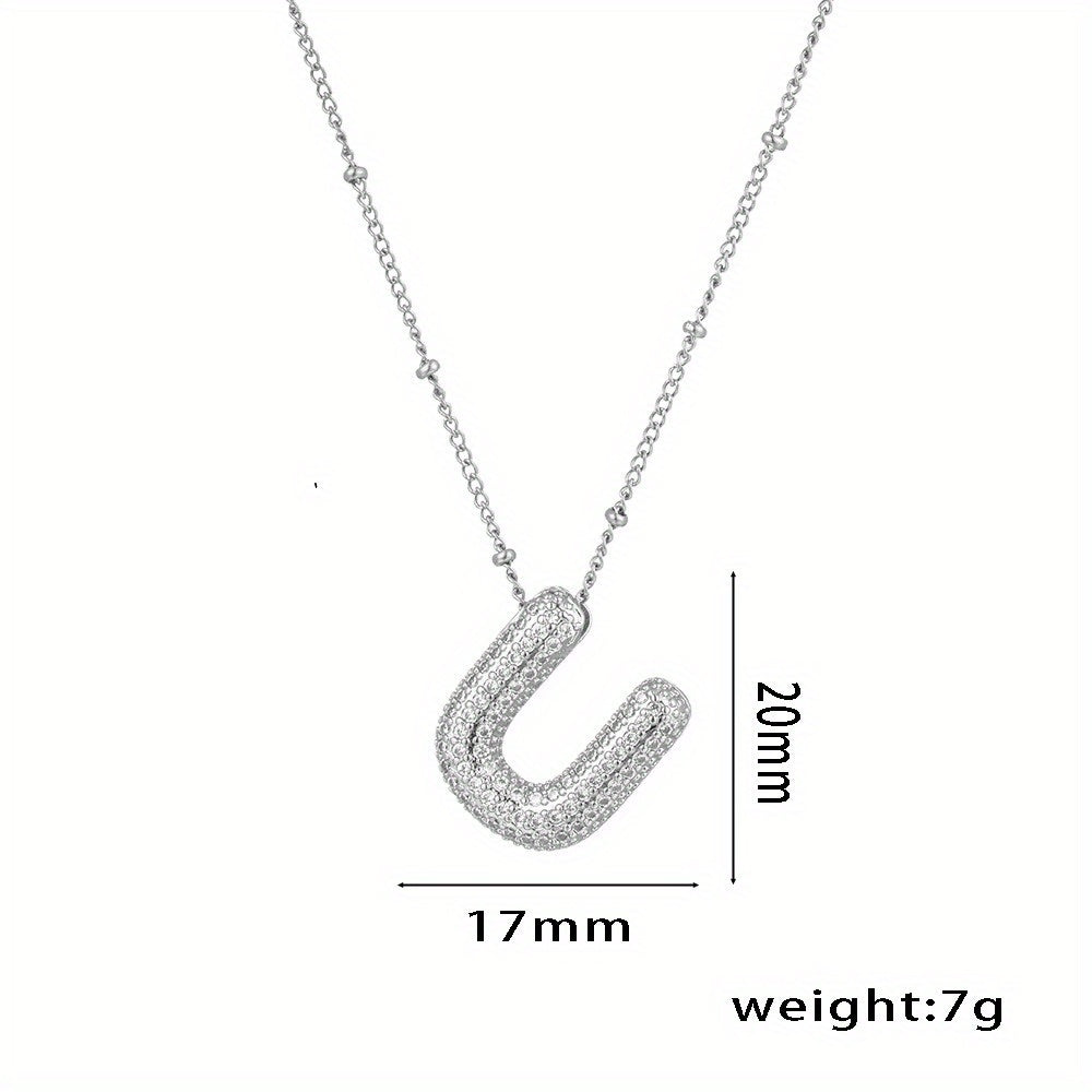 Elegant Balloon Initial Necklace (A–Z) – Bubble Letter Jewelry Gift for Women