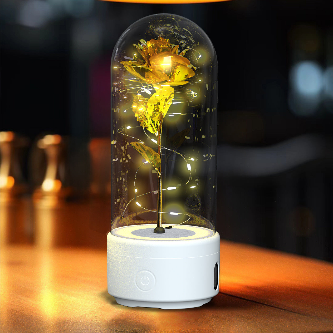 2-in-1 Rose LED Light & Bluetooth Speaker – Gift Under Glass - Infinity Beautiful Boutique
