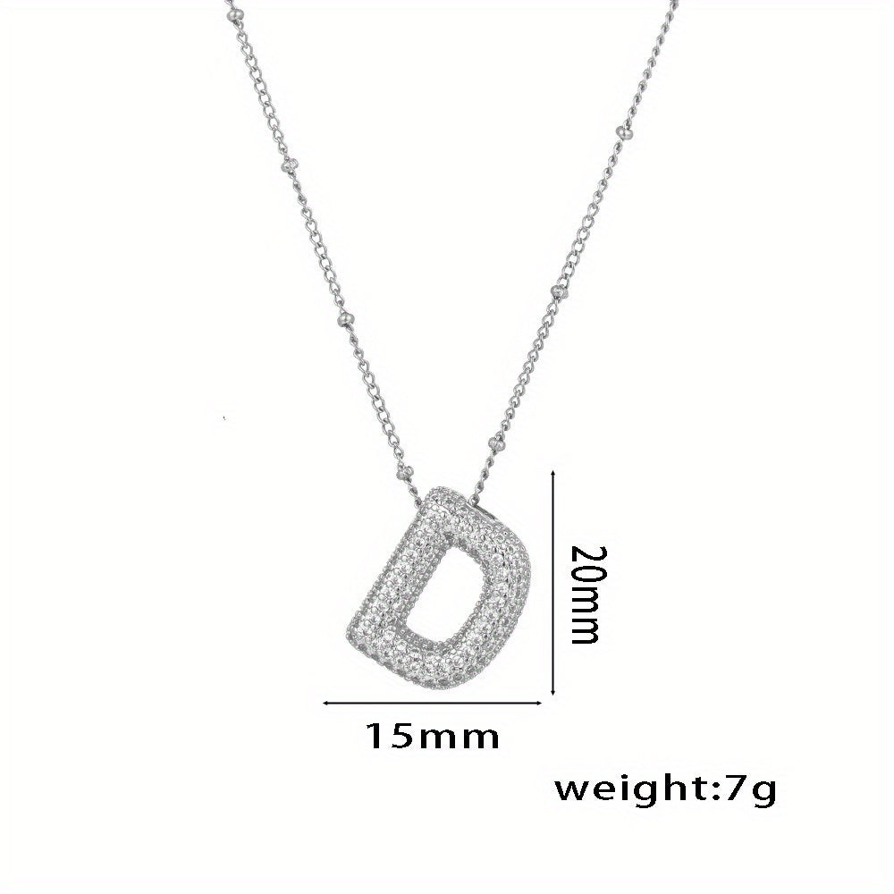 Elegant Balloon Initial Necklace (A–Z) – Bubble Letter Jewelry Gift for Women