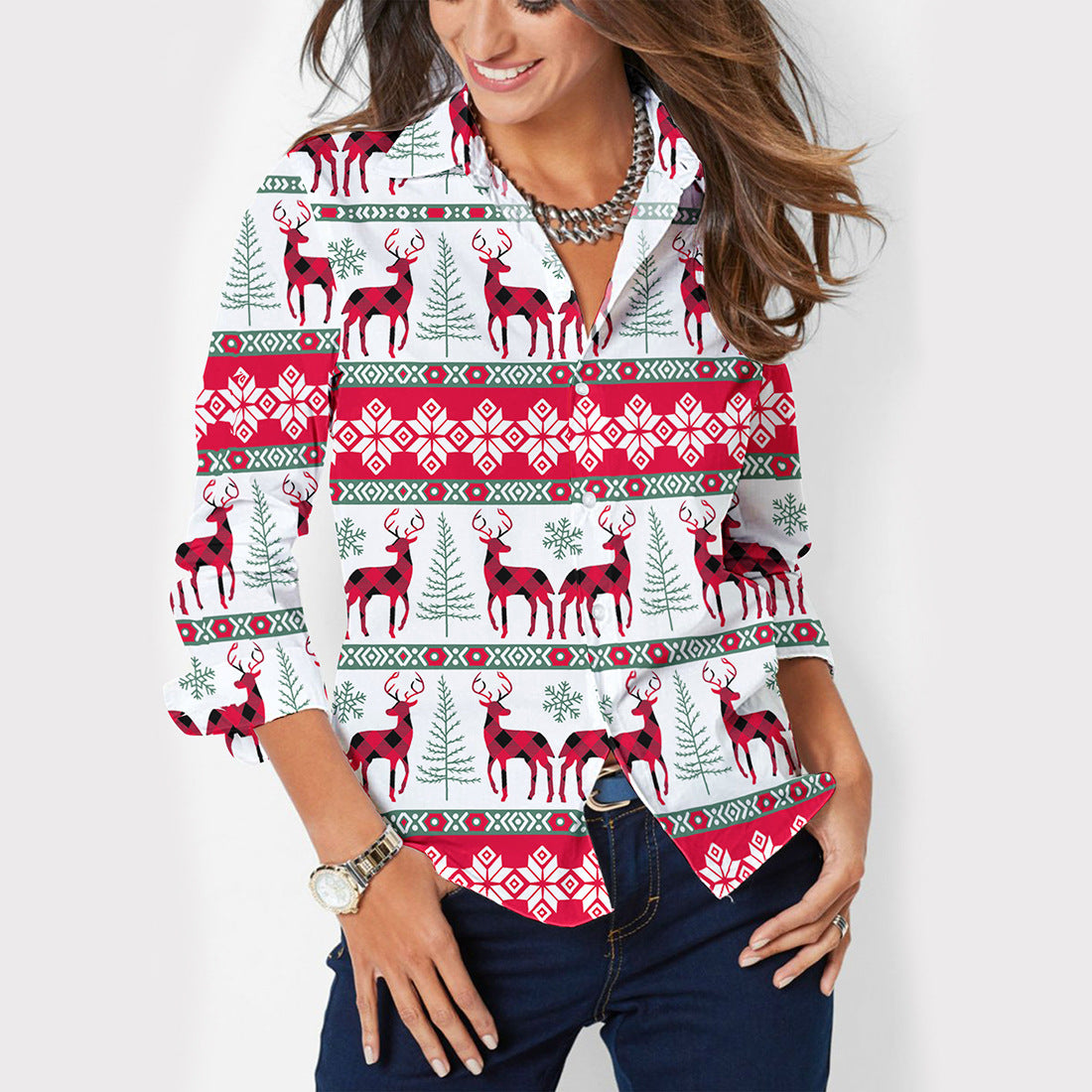 Infinity Beautiful Button-Up Shirt – Lapel Collar & Long Sleeves - Infinity Beautiful Boutique