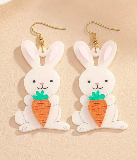 Infinity Beautiful Easter Bunny & Carrot Earrings