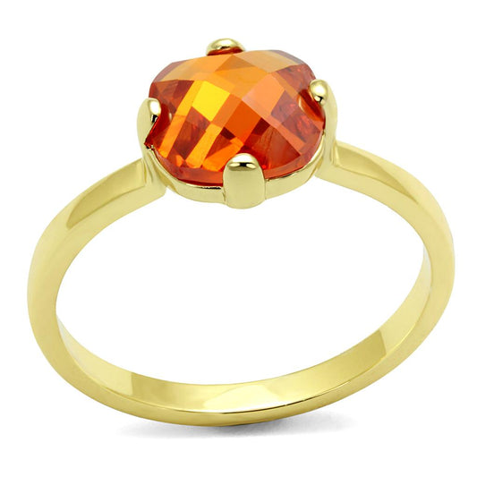 Infinity Beautiful  Flash Gold Brass Ring with AAA Grade CZ  in Orange